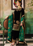 zab953 3-Piece Unstitched Heavy Embroidered Velvet Suit ( Four Sided Embroidered Organza Dupatta )