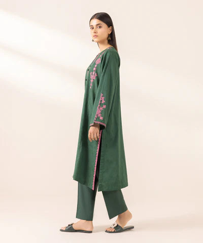 zab849 Dhanak Unstitched 3 Piece Embroidered Dress