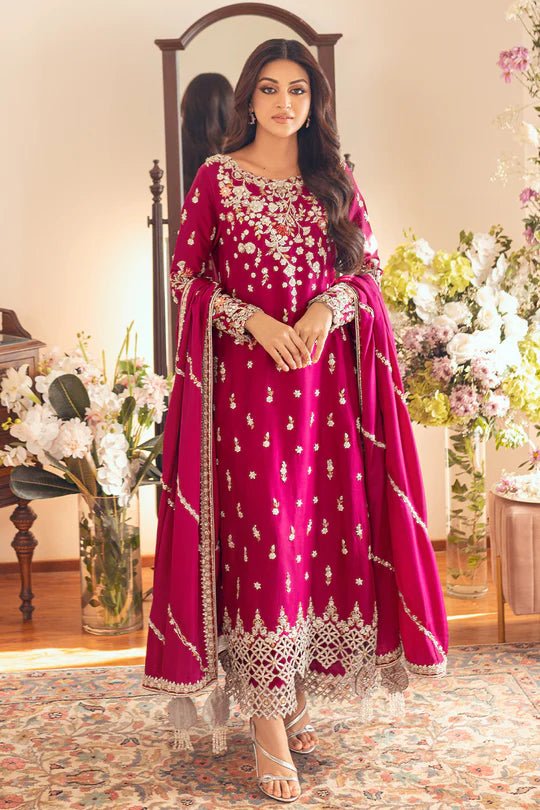 SUNNiA MANAHiL - 3pc Heavy Embroidered Dhanak Stuff - zab1043