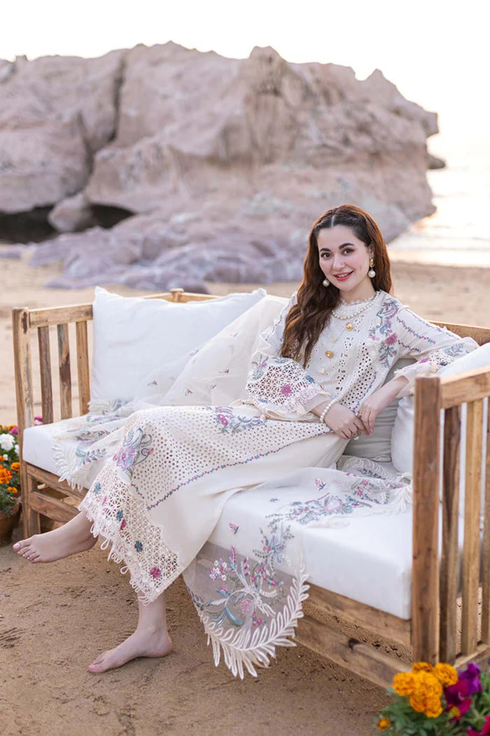 Chikenkari Qalamkar Embroidered Lawn Three Piece zab836