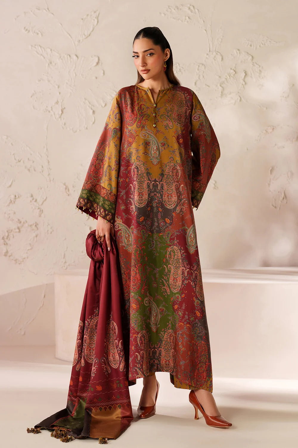 Charizma - Winter 3PC Karandi Digital Printed Dress - zab1537