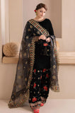 Embroidered Velvet Dress With Organza embroidered Dopata - zab978