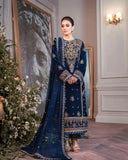 zab959 Winter Unstitched 3PCs Embroidered Velvet With Embroidered Chiffon Dupatta