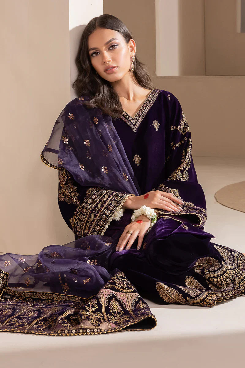 Baroque - Embroidered Velvet 3piece suit - zab972