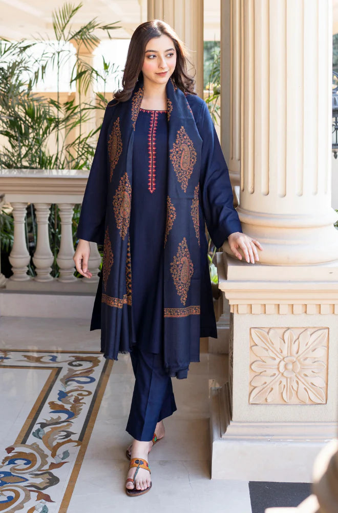 Asling - Winter 3PC Dhanak Embroidered Suit - zab1109