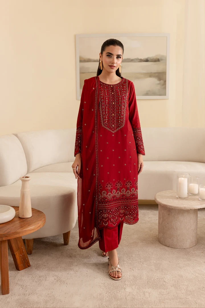zab826 Batik, unstitched 3 piece embroidered winter suit.