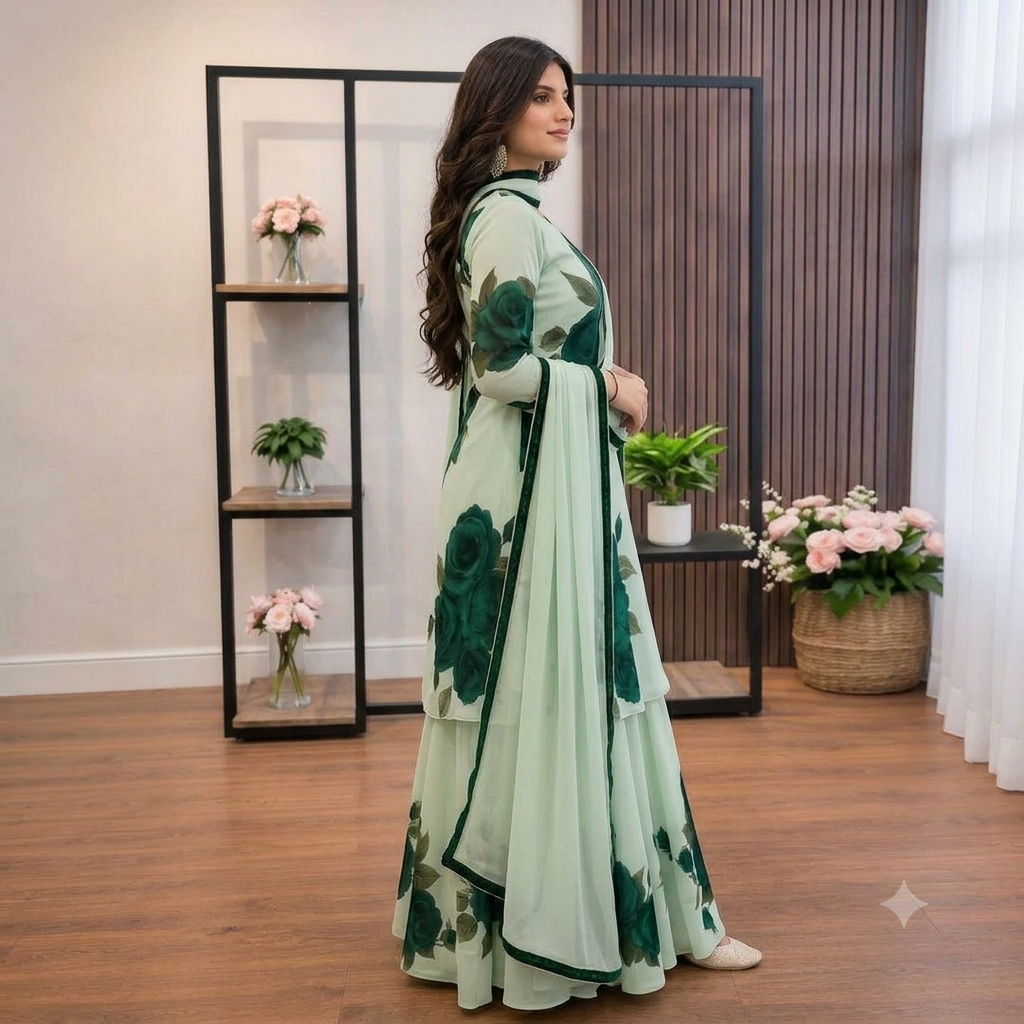 ZAB - 3 piece Lawn frock style Printed suit - zab1481