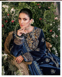 zab959 Winter Unstitched 3PCs Embroidered Velvet With Embroidered Chiffon Dupatta