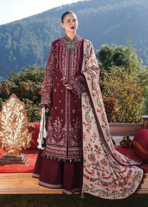 Hussain Rehar - 3PC Dhanak Chickenkari Embroidered Suit - zab1123