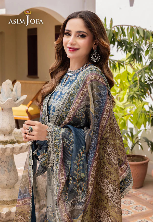 Asim Jofa - Summer 3PC Lawn Digital Print Dress - zab1321
