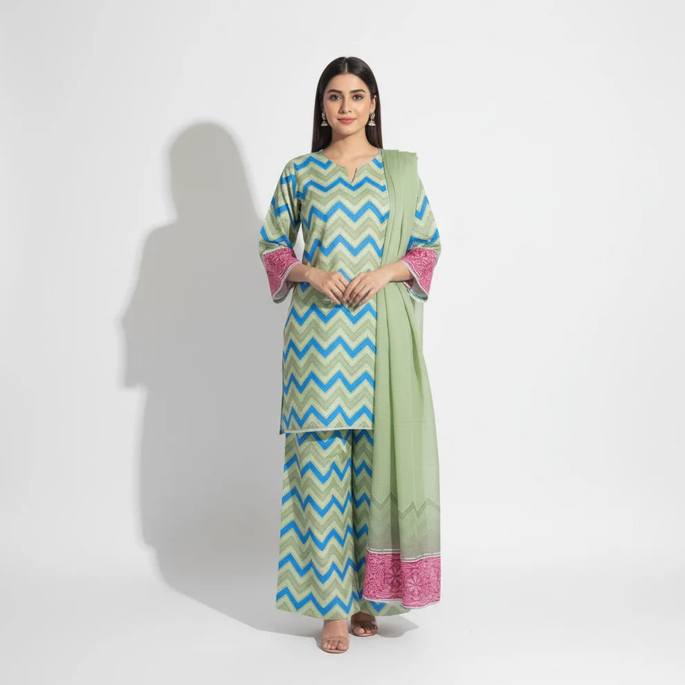 Limelight - Winter 3PC Karandi Digital Print Dress - zab1208