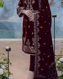 Unstitched Embroidered Velvet 3PCs With Velvet Shawl - zab970