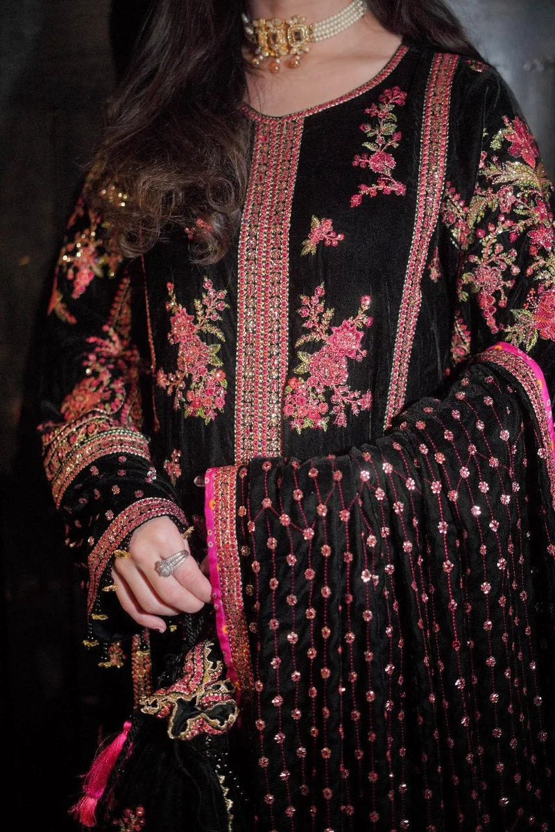 Maria B - Velvet Dress with Embroidered Dupatta - zab992