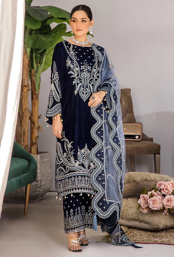 Cross Stitch - Velvet Dress with Embroidered Dupatta - zab949