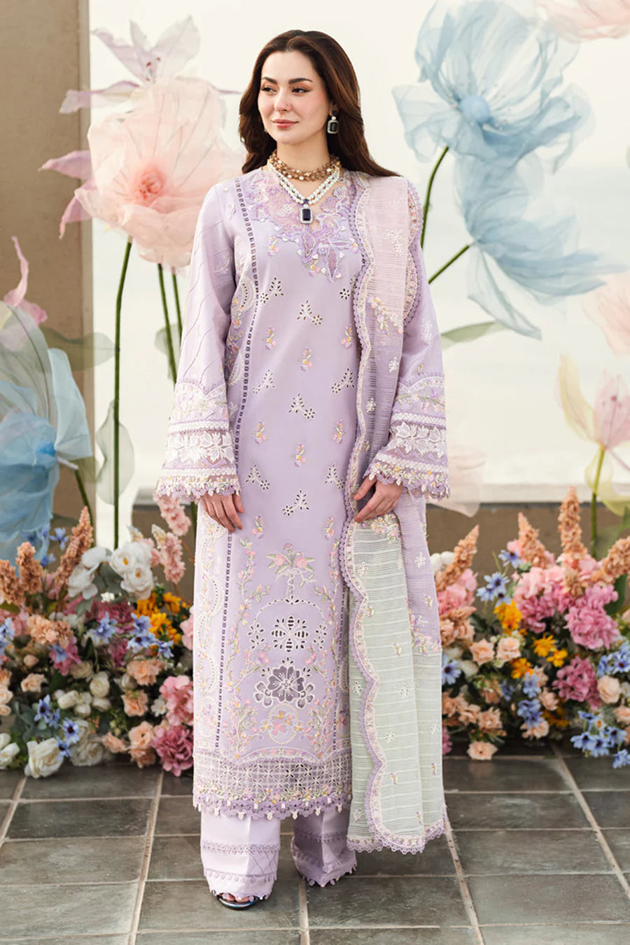 Qalamkar - Summer 3PC Lawn ChickenKari Embroidered Suit - zab1283