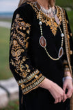 zab956 Unstitched 3PCs Embroidered Velvet Dress With Embroidered Velvet Shawl