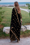 zab956 Unstitched 3PCs Embroidered Velvet Dress With Embroidered Velvet Shawl