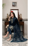 Jazmin - Embroidered Velvet 3-Piece Dress - zab984