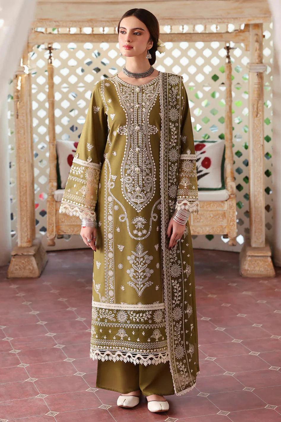 Jade - 3PC Lawn Embroidered Suit - zab1239