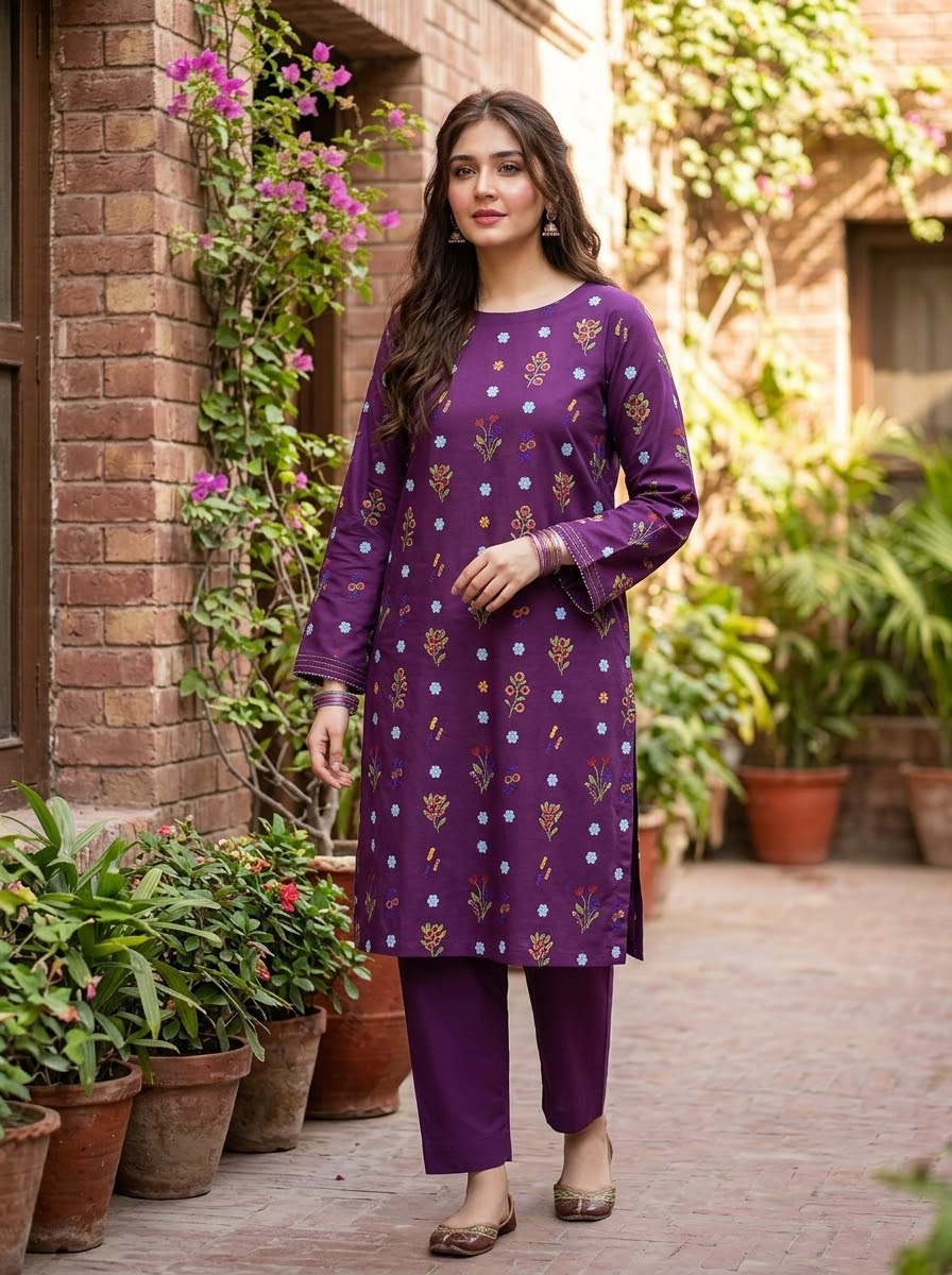 Urge_ Winter 2PC Linen Embroidered Suit - zab1535