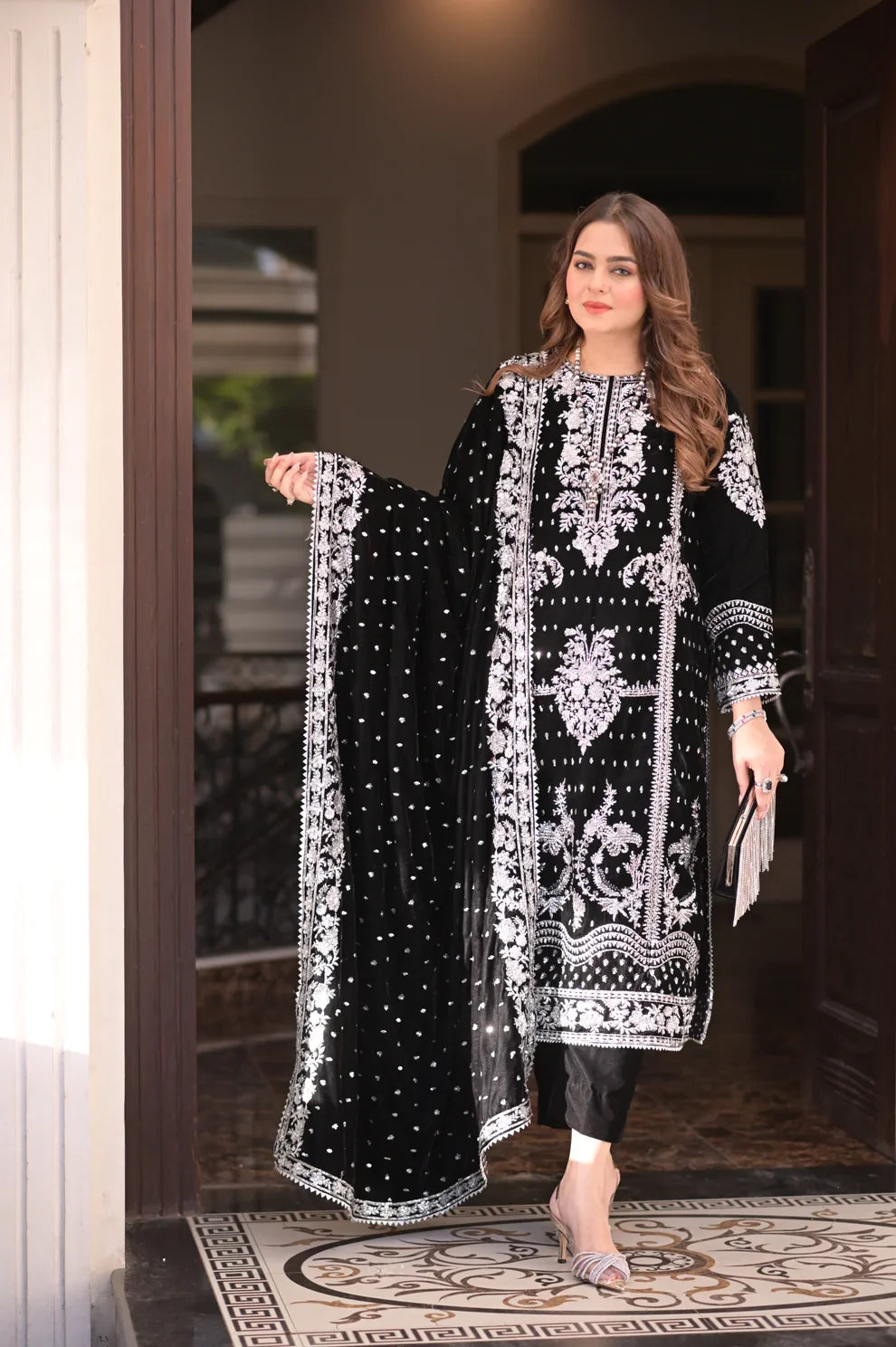 ANEELAS - 9000 PURE MICRO VELVET HEAVY EMBROIDERED SUIT - zab999