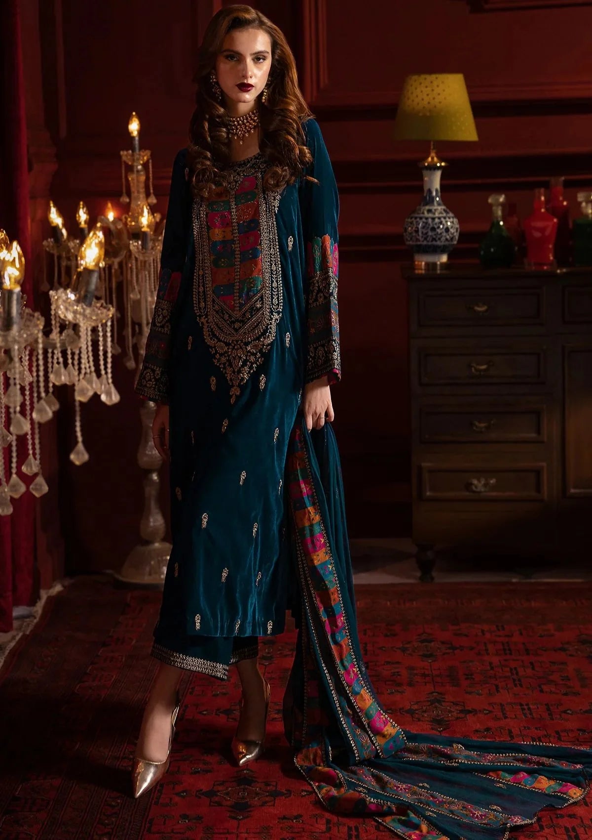 Asim Jofa - 3pc Embroidered Velvet Dress - zab988