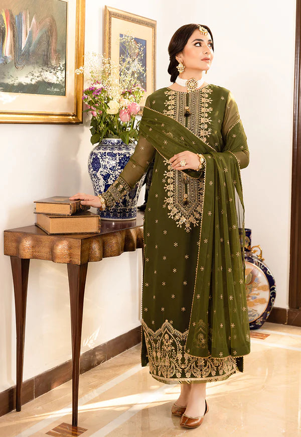 Jazmin - Embroidered Velvet 3-Piece Dress - zab940