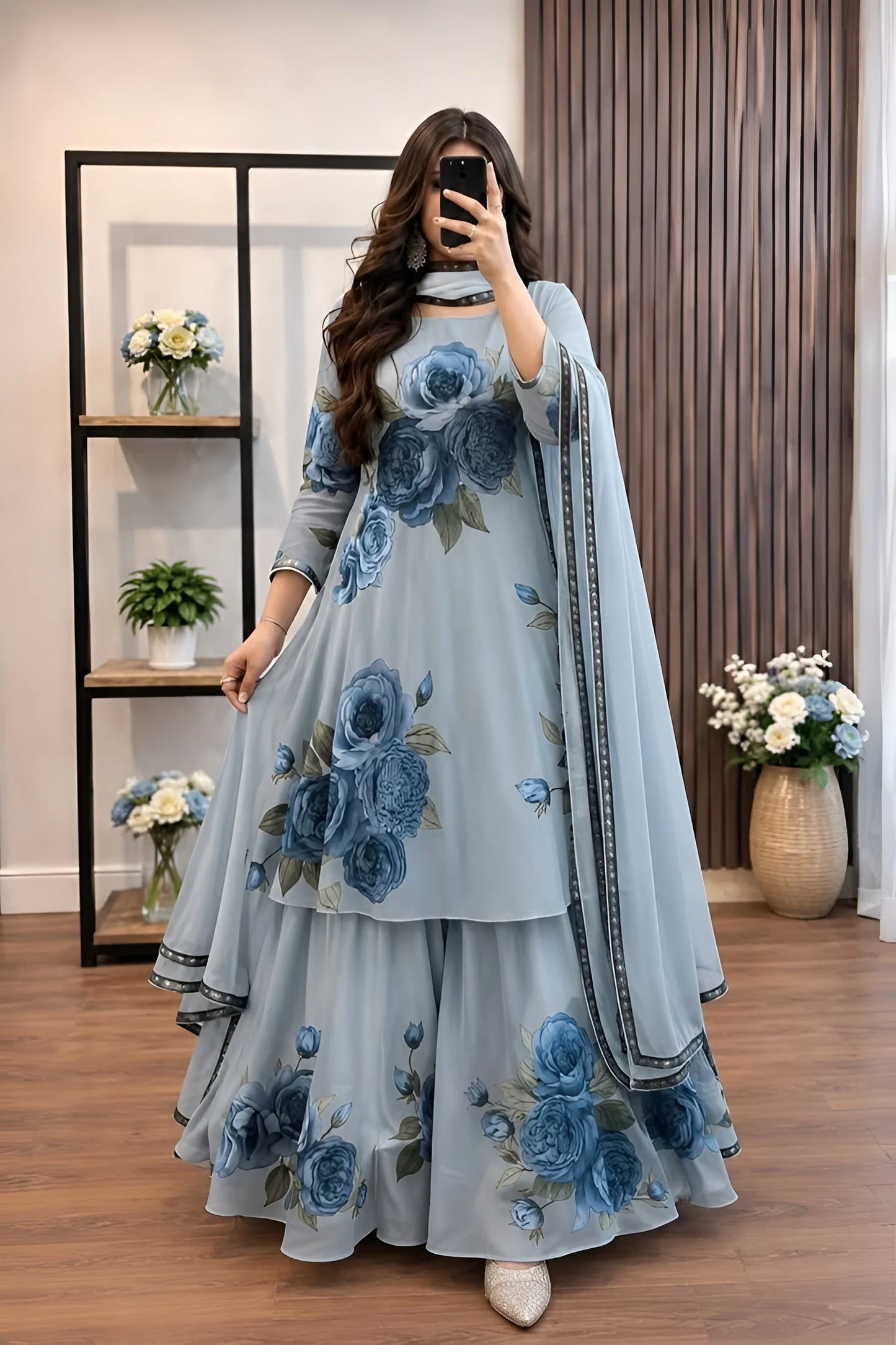 ZAB - 3 piece Lawn frock style Printed suit - zab1478