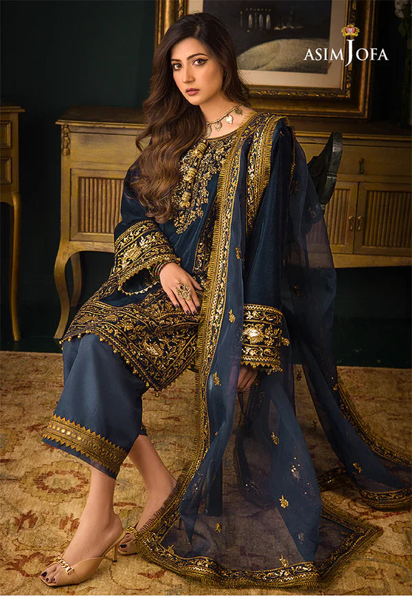 Asim Jofa - Embroidered Velvet 3piece suit - zab973