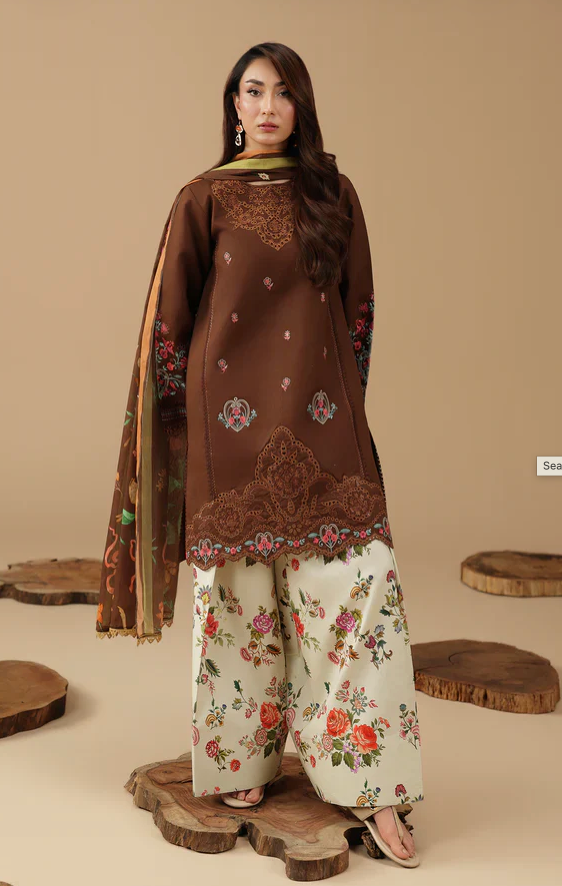 RajBari - Summer-3PC Lawn Embroidered Suit - zab1463