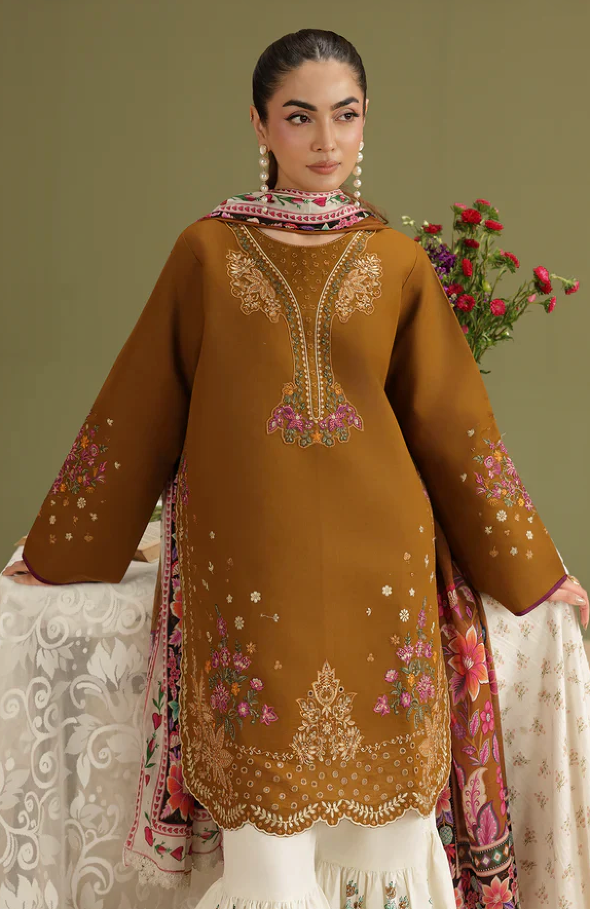 RajBari - Summer-3PC Lawn Embroidered Suit - zab1464