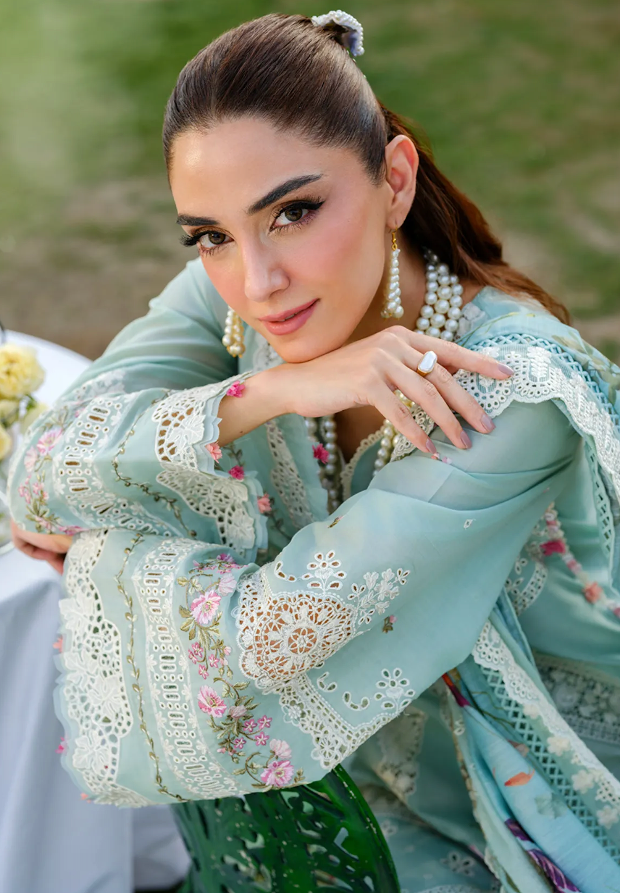Elaf - Summer 3PC Lawn Chikenkari Embroidered Shirt - zab1467