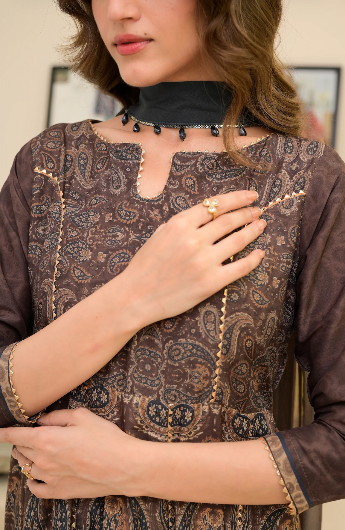 FAIZA SAQLAIN - Lawn Frock 3 PCS UNSTITCHED PRINTED SUIT - zab1474
