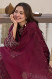 Velvet 3-Piece Dress with Embroidered Organza Dupatta - zab948