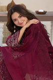 Velvet 3-Piece Dress with Embroidered Organza Dupatta - zab948
