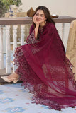Velvet 3-Piece Dress with Embroidered Organza Dupatta - zab948