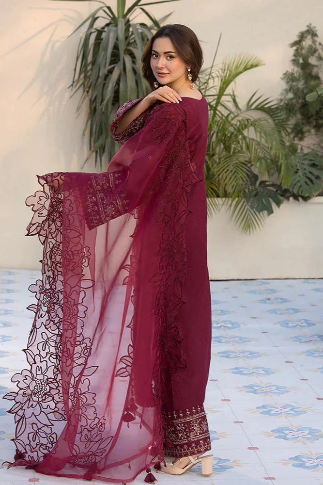 Velvet 3-Piece Dress with Embroidered Organza Dupatta - zab948