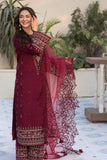 Velvet 3-Piece Dress with Embroidered Organza Dupatta - zab948