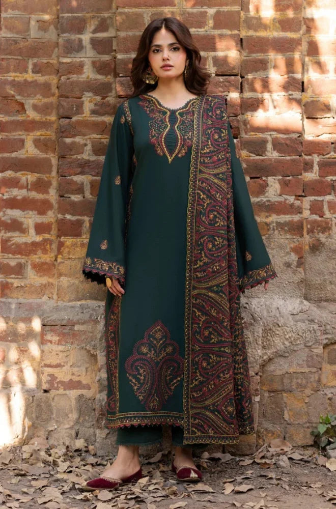 Izel - Winter 3PC Dhanak Embroidered Suit - zab1503