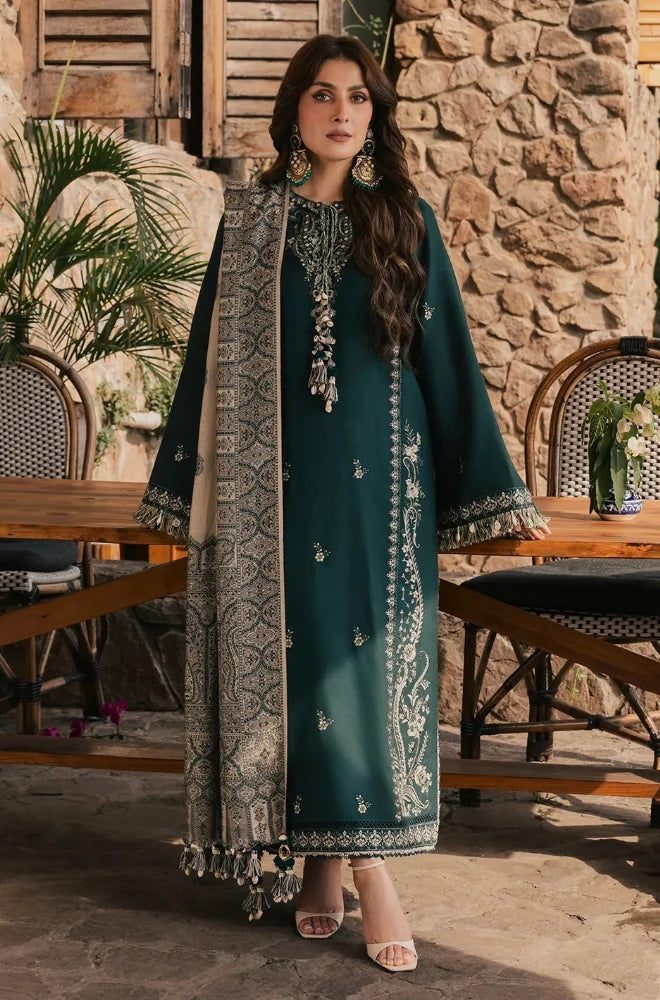 Izel - Winter 3PC Dhanak Embroidered Suit - zab1558