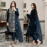 Jazmin - Embroidered Velvet 3-Piece Dress - zab984
