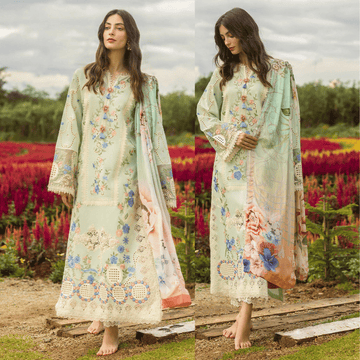 Maria B - 3PC Lawn Chickenkari Embroidered Suit - zab935