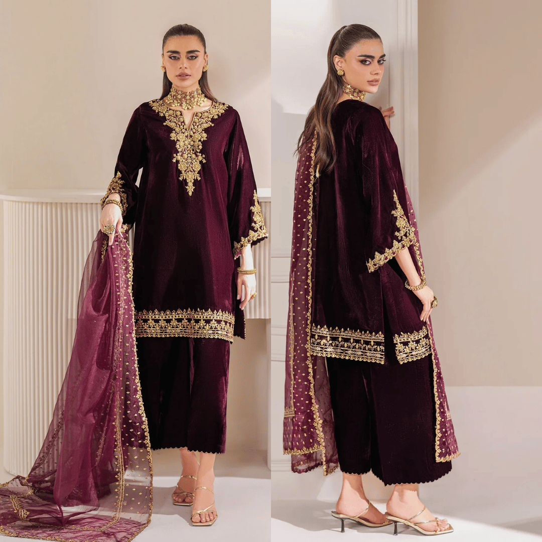 Barouqe Micro Velvet 9000 Festive 3 Piece Dress - zab979