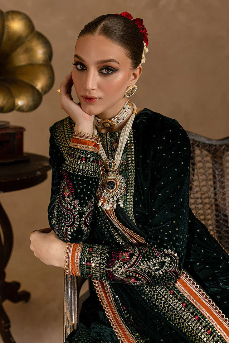 Ansub jahangir Embroidered Velvet 3piece suit - zab974