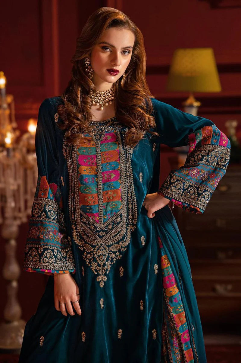 Asim Jofa - 3pc Embroidered Velvet Dress - zab988
