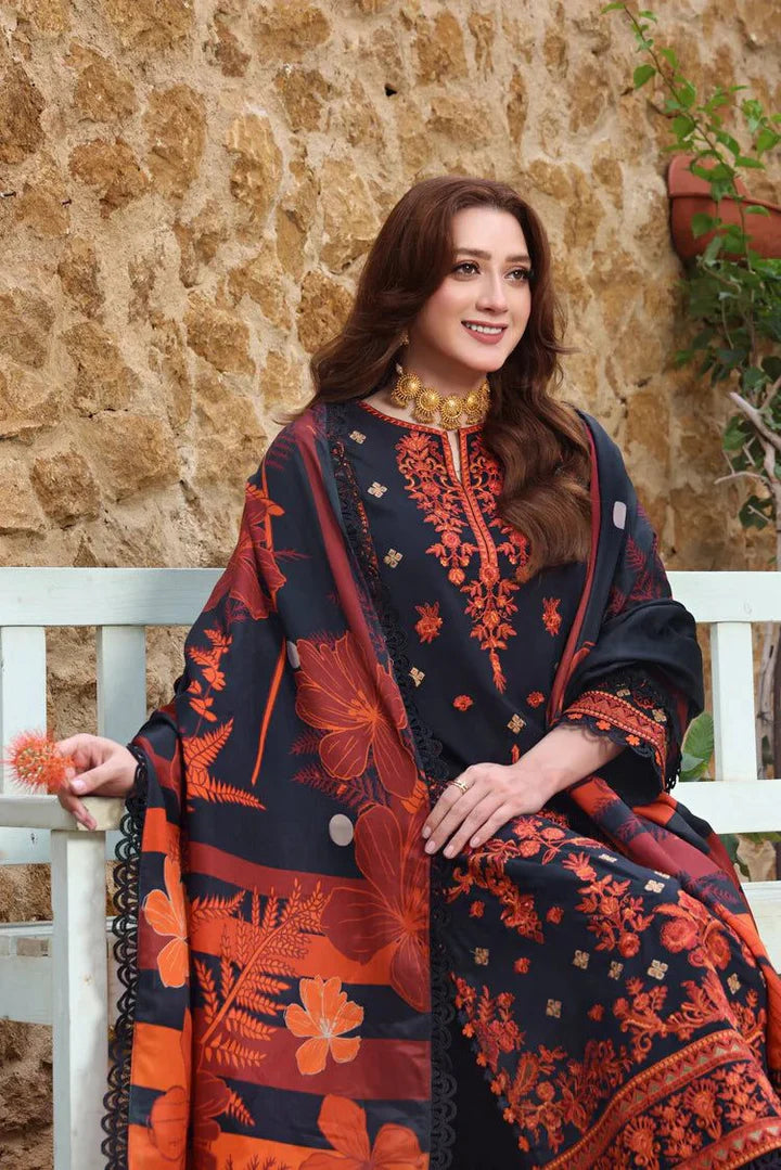 Asim Jofa, unstitched 3 piece Lawn sequence embroidered suit - zab1333