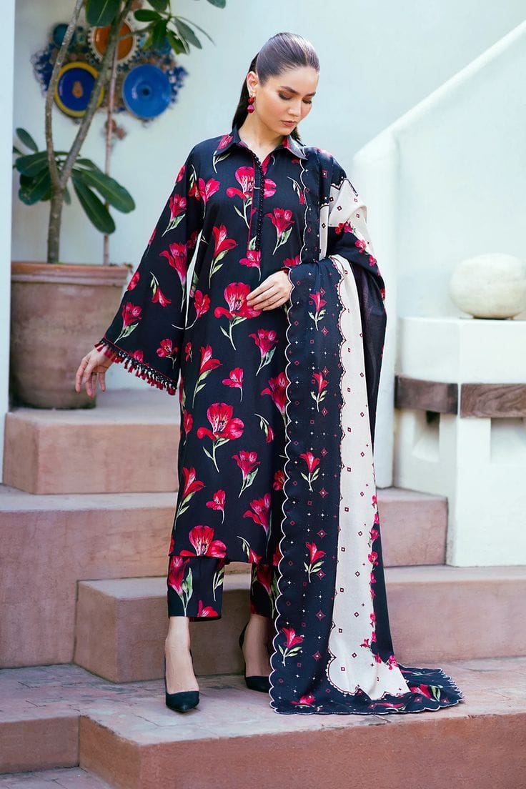 Asim Jofa - Winter 3PC Karandi Digital Print Dress - zab1271