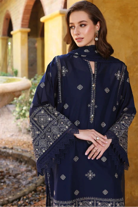 BAREEZE-EMBROIDERED 3PC LAWN DRESS WITH EMBROIDERED CHIFFON DUPATTA ZAB210