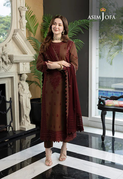Asim Jofa, unstitched 3 piece lawn sequence embroidered suit zab783