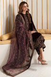 zab961 Winter Unstitched 3PCs Velvet Embroidered Dress With Embroidered Organza Dupatta
